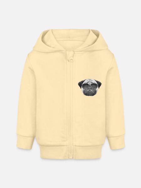 mops pug - Baby Organic Kapuzenjacke Baby Connector von Stanley/Stella - Creme