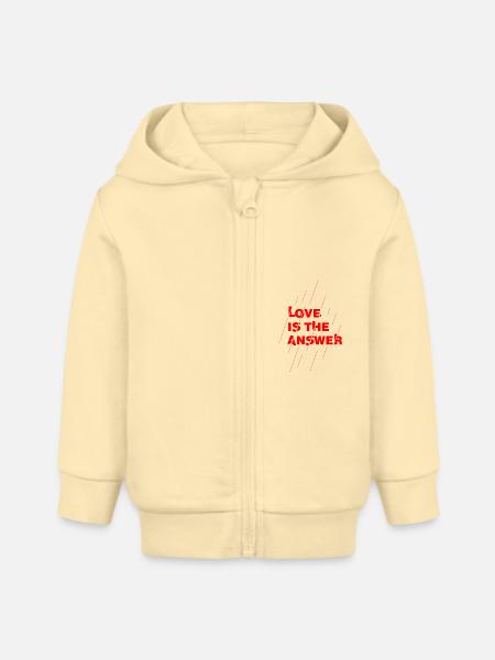 Liebe ist die Antwort - Baby Organic Kapuzenjacke Baby Connector von Stanley/Stella - Creme