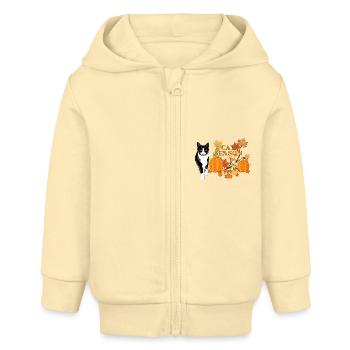 Spooky cat season - Baby Organic Zip-up Hoodie by Stanley/Stella - cream - Front