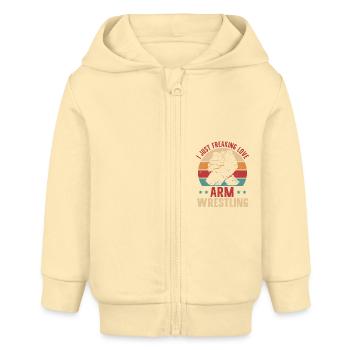 Arm Wrestling Armdrücken Armwrestling Geschenk - Baby Organic Kapuzenjacke Baby Connector von Stanley/Stella - Creme - Vorne