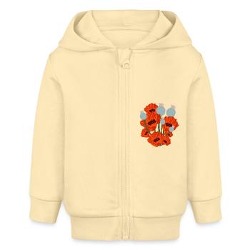 Lustiger roter Mohn - Baby Organic Kapuzenjacke Baby Connector von Stanley/Stella - Creme - Vorne