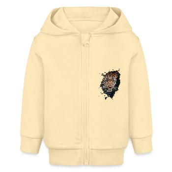 Léopard - Veste à capuche bébé bio Stanley/Stella - crème - Devant