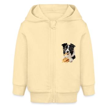 Border Collie - Baby Organic Kapuzenjacke Baby Connector von Stanley/Stella - Creme - Vorne