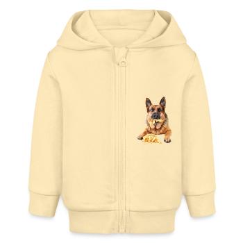 German Shepherd - Baby Organic Zip-up Hoodie by Stanley/Stella - cream - Front