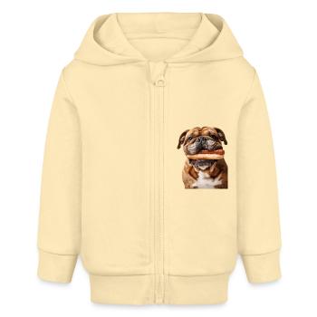 Bouledogue - Veste à capuche bébé bio Stanley/Stella - crème - Devant
