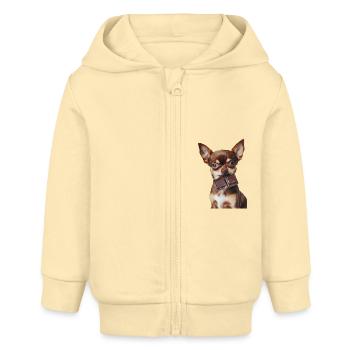 Chihuahua - Baby Organic Kapuzenjacke Baby Connector von Stanley/Stella - Creme - Vorne