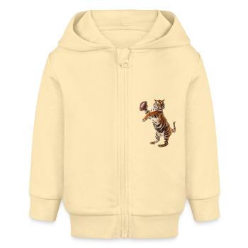 Bengalischer Tiger Fußball - Baby Organic Kapuzenjacke Baby Connector von Stanley/Stella - Creme - Vorne
