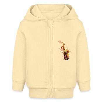 Saxophon - Baby Organic Kapuzenjacke Baby Connector von Stanley/Stella - Creme - Vorne