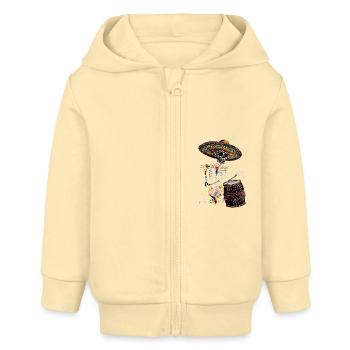 Mexikanisches Skelett Trommeln - Baby Organic Kapuzenjacke Baby Connector von Stanley/Stella - Creme - Vorne