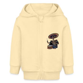 Mexikanisches Skelett Trommeln - Baby Organic Kapuzenjacke Baby Connector von Stanley/Stella - Creme - Vorne