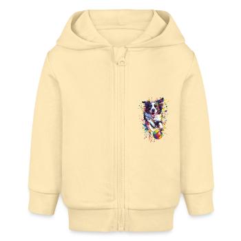 Border Collie - Baby Organic Kapuzenjacke Baby Connector von Stanley/Stella - Creme - Vorne