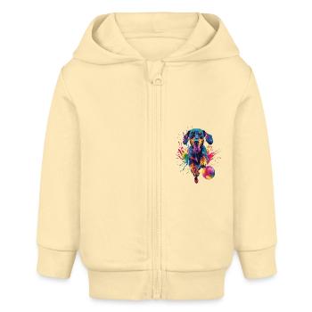 Dackel - Baby Organic Kapuzenjacke Baby Connector von Stanley/Stella - Creme - Vorne