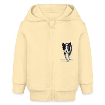 Border Collie - Baby Organic Kapuzenjacke Baby Connector von Stanley/Stella - Creme - Vorne