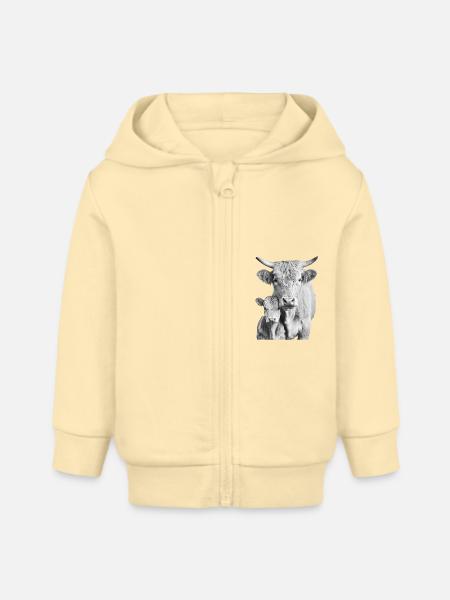 Hochlandrind - Baby Organic Kapuzenjacke Baby Connector von Stanley/Stella - Creme