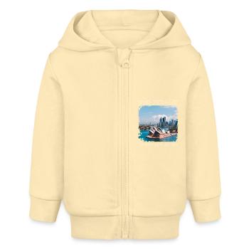 Opernhaus in Sydney - Baby Organic Kapuzenjacke Baby Connector von Stanley/Stella - Creme - Vorne