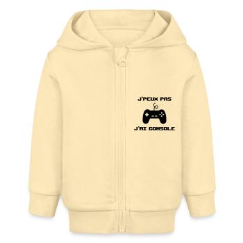 J'peux pas j'ai console - humour drôle citations - Veste à capuche bébé bio Stanley/Stella - crème - Devant