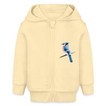 Blue jay on branch - Baby Organic Zip-up Hoodie by Stanley/Stella - cream - Front