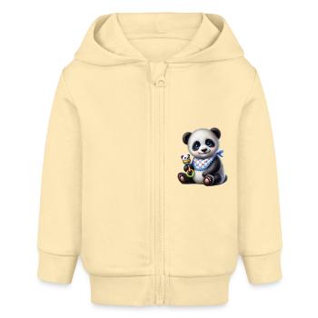 Entzückendes Pandababy mit blauen Augen - Baby Organic Kapuzenjacke Baby Connector von Stanley/Stella - Creme - Vorne
