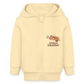 Faultier Schlafanzug offizielles Schlafhirt - Baby Organic Kapuzenjacke Baby Connector von Stanley/Stella - Creme - Vorne