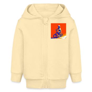 Kinderradfahrer auf dem Fahrrad - Baby Organic Kapuzenjacke Baby Connector von Stanley/Stella - Creme - Vorne