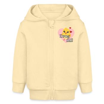 Kücken mit bayerischem Spruch - Drog mi! - Baby Organic Kapuzenjacke Baby Connector von Stanley/Stella - Creme - Vorne