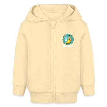 I'm a Banana Aufkleber Faschingskostüm Karneval - Baby Organic Kapuzenjacke Baby Connector von Stanley/Stella - Creme - Vorne