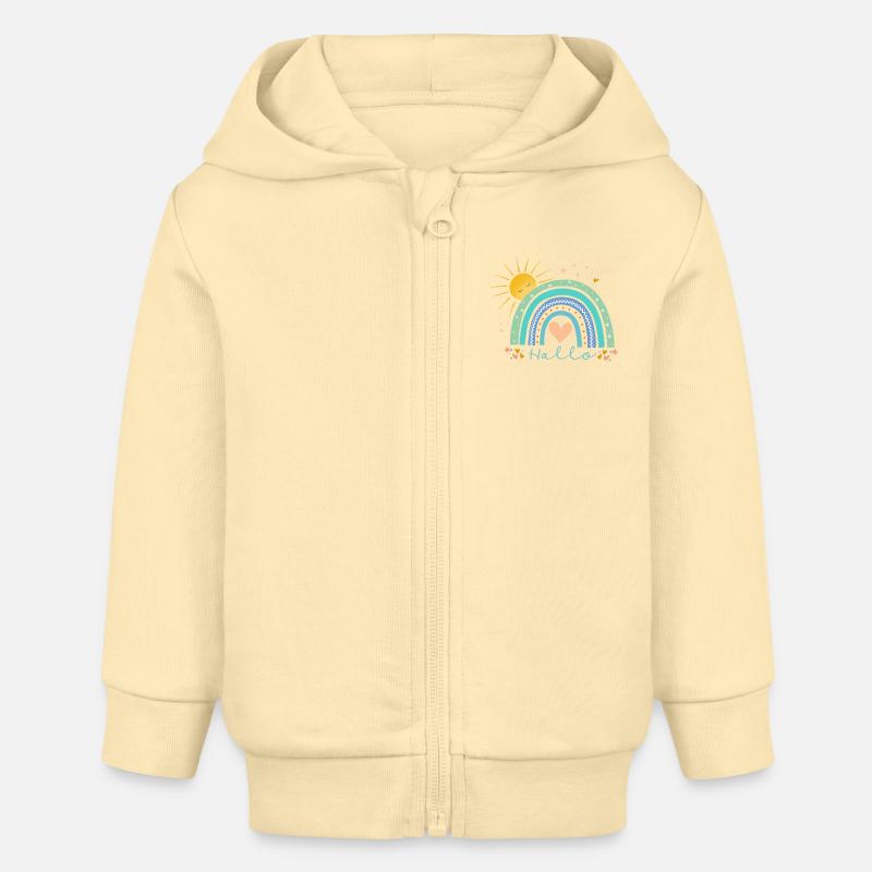 Arc-en-ciel - Veste à capuche bébé bio Stanley/Stella - crème