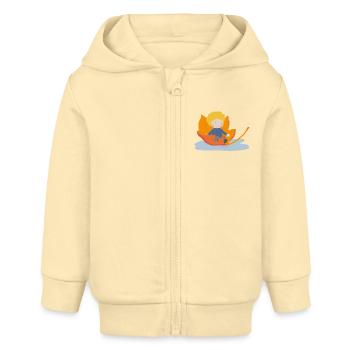 Child sailing on a leaf - Baby Organic Zip-up Hoodie by Stanley/Stella - cream - Front
