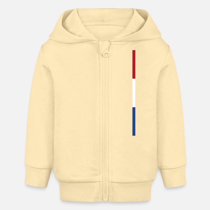 Rayures de style drapeau hollandais - Veste à capuche bébé bio Stanley/Stella - crème