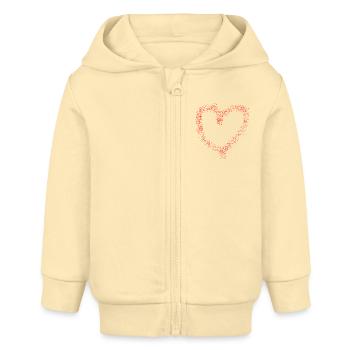 Herz Valentinstag Heiratsantrag herzlich - Baby Organic Kapuzenjacke Baby Connector von Stanley/Stella - Creme - Vorne