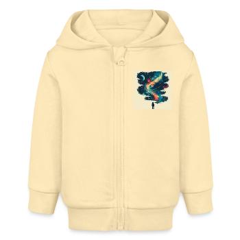 Space promises - Baby Organic Zip-up Hoodie by Stanley/Stella - cream - Front