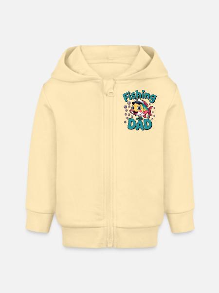 Pêche Pêche avec papa - Veste à capuche bébé bio Stanley/Stella - crème