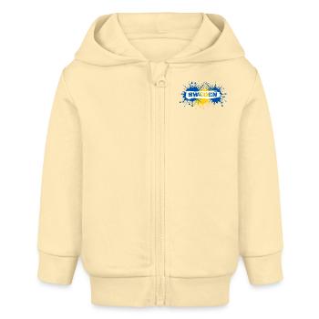 Schwedisch im modernen Street-Art-Stil - Schweden - Baby Organic Kapuzenjacke Baby Connector von Stanley/Stella - Creme - Vorne