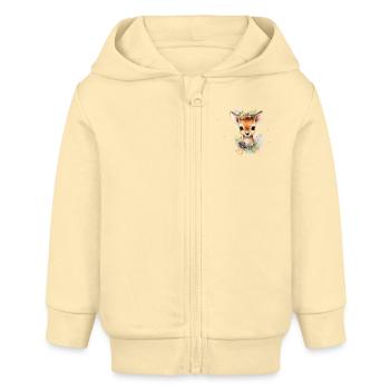 Rehkitz | Weihnachtskollektion - Baby Organic Kapuzenjacke Baby Connector von Stanley/Stella - Creme - Vorne