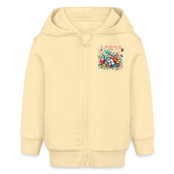 Spring Vibes - Baby Organic Zip-up Hoodie by Stanley/Stella - cream - Front