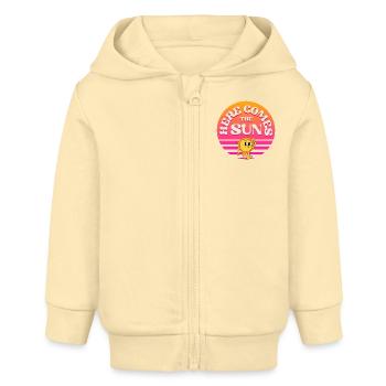 Here Comes The Sun Summer Vibes Retro Sunset - Baby Organic Zip-up Hoodie by Stanley/Stella - cream - Front