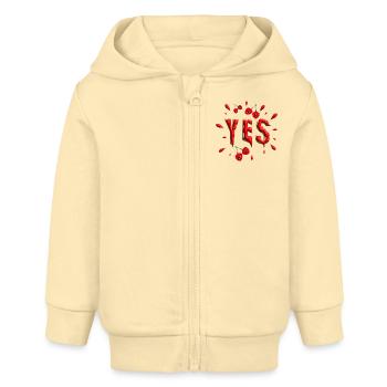 Yes und Kirschen mit biss. - Baby Organic Kapuzenjacke Baby Connector von Stanley/Stella - Creme - Vorne