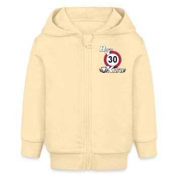 30.Geburtstag , Born for Korn (25) - Baby Organic Kapuzenjacke Baby Connector von Stanley/Stella - Creme - Vorne