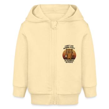 Cat with coffee, I hate people - Baby Organic Zip-up Hoodie by Stanley/Stella - cream - Front