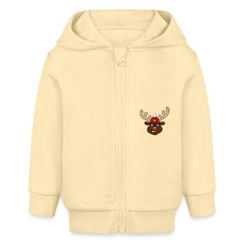 Horst - der verrückte Elch! - Baby Organic Kapuzenjacke Baby Connector von Stanley/Stella - Creme - Vorne