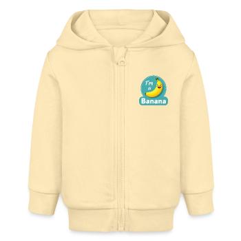 I'm a Banana Aufkleber Faschingskostüm Karneval - Baby Organic Kapuzenjacke Baby Connector von Stanley/Stella - Creme - Vorne