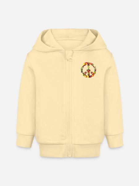 Peacezeichen Rosen - Baby Organic Kapuzenjacke Baby Connector von Stanley/Stella - Creme