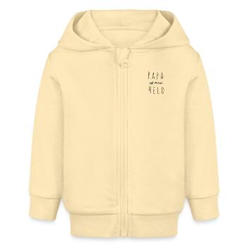 Papa ist mein Held - Baby Organic Kapuzenjacke Baby Connector von Stanley/Stella - Creme - Vorne