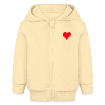 cœur - Veste à capuche bébé bio Stanley/Stella - crème - Devant