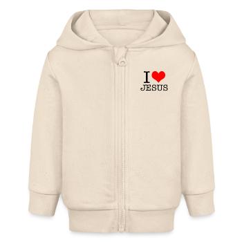ICH LIEBE JESUS - Baby Organic Kapuzenjacke Baby Connector von Stanley/Stella - Natur - Vorne