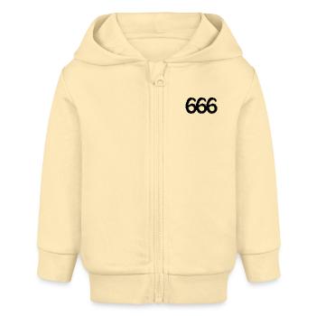 666 Symbol Zahl - Baby Organic Kapuzenjacke Baby Connector von Stanley/Stella - Creme - Vorne