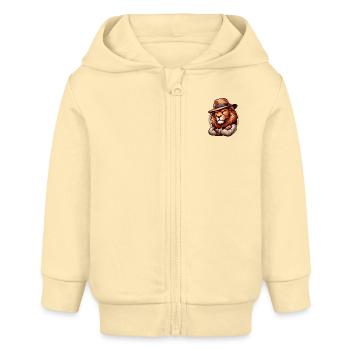 Dessin animé de lion - Veste à capuche bébé bio Stanley/Stella - crème - Devant