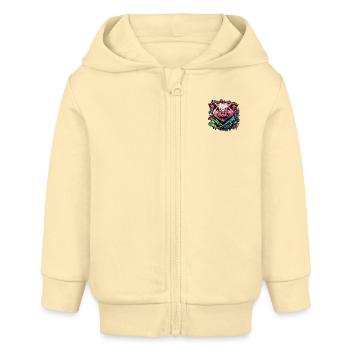 Glücksschweinchen Schwein - Baby Organic Kapuzenjacke Baby Connector von Stanley/Stella - Creme - Vorne