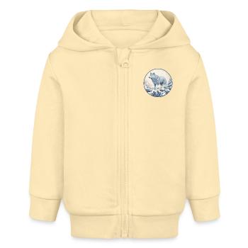 Blauer japanischer Wolf und Schnee - Baby Organic Kapuzenjacke Baby Connector von Stanley/Stella - Creme - Vorne