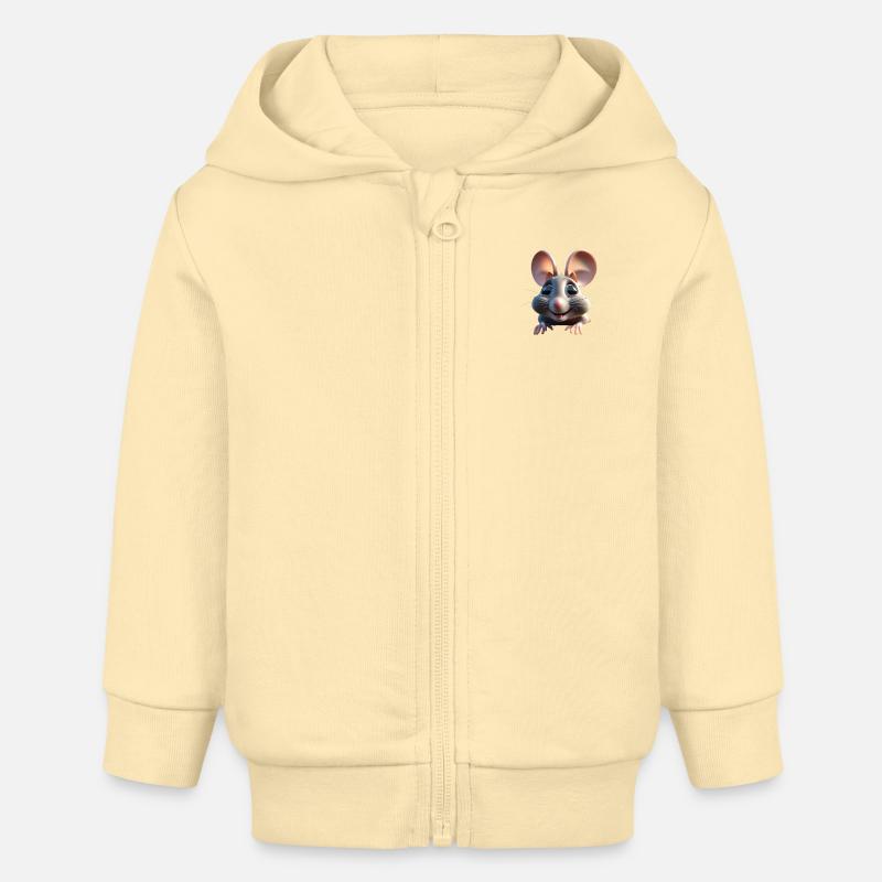 Souris 1 - Veste à capuche bébé bio Stanley/Stella - crème